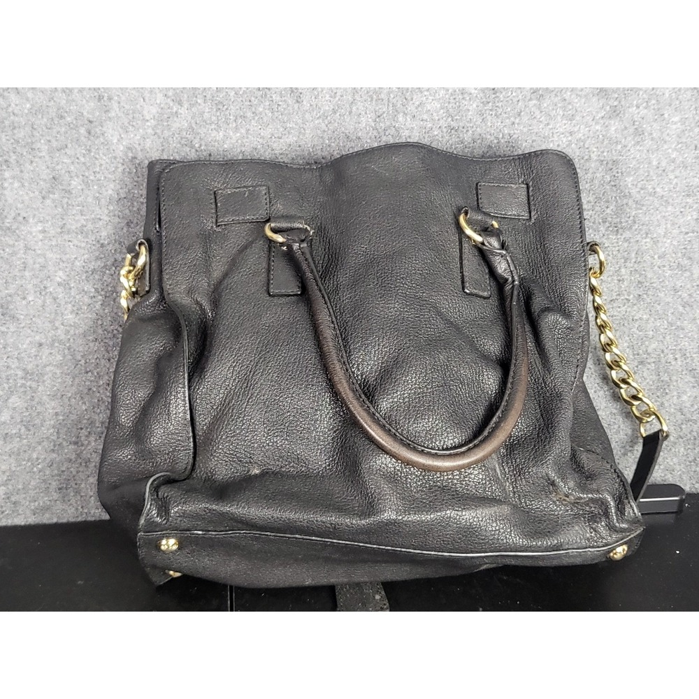 Michael Kors Grommet Hamilton Studded Satchel Bag Gold Hardware Black Leather - Picture 2 of 11